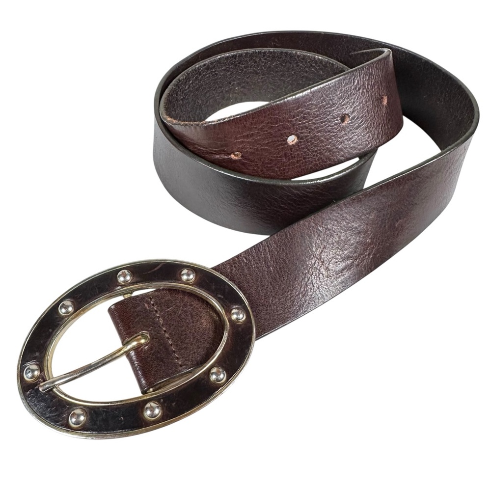 VINTAGE KENNETH COLE Studded Oval Buckle Leather Belt
